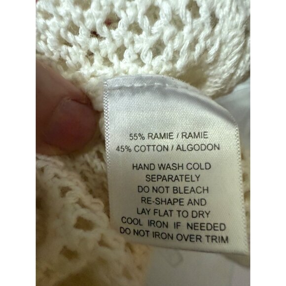 Sag Harbor Cardigan Womens Size Large Ivory Open Front Loose Knit Casual Top - Picture 7 of 8